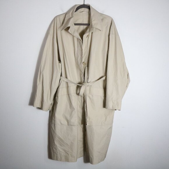 Uniqlo U Cotton Long Coat Oversized Womens Medium Natural Trench Cotton Neutral - Picture 1 of 8